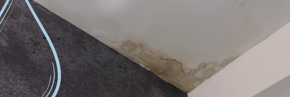 A water damaged ceiling where a leak detection sensor was not in place