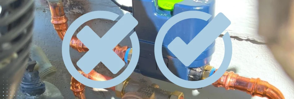 An automatic water shut off valve installed on an exterior pipe of a building