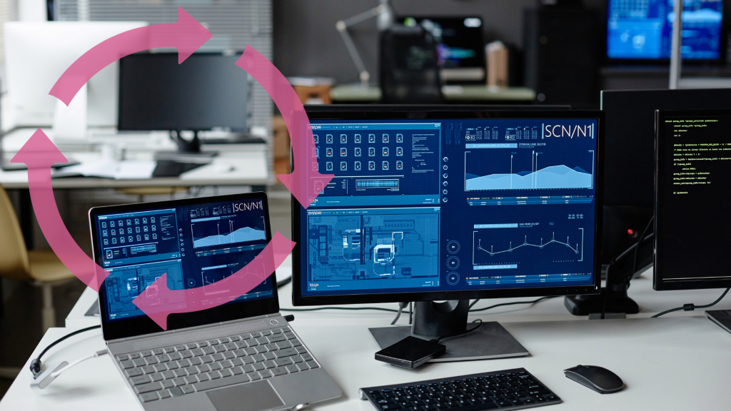 A building management system showing analytics on a computer screen