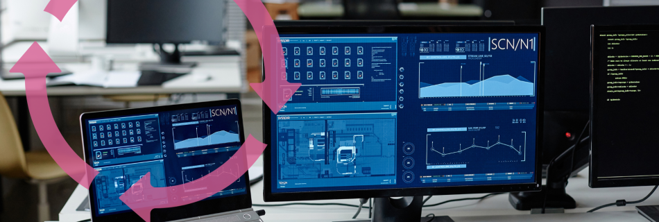 A building management system showing analytics on a computer screen
